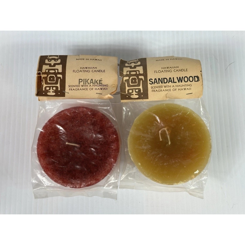 Vintage Aloha Candle Co Hawaiian‎ Floating Candle Made Hawaii Sandalwood Pikake